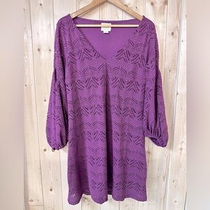 Anthropologie Maeve Crochet Dress Size S, Boho, Balloon Sleeve, Festival, Purple